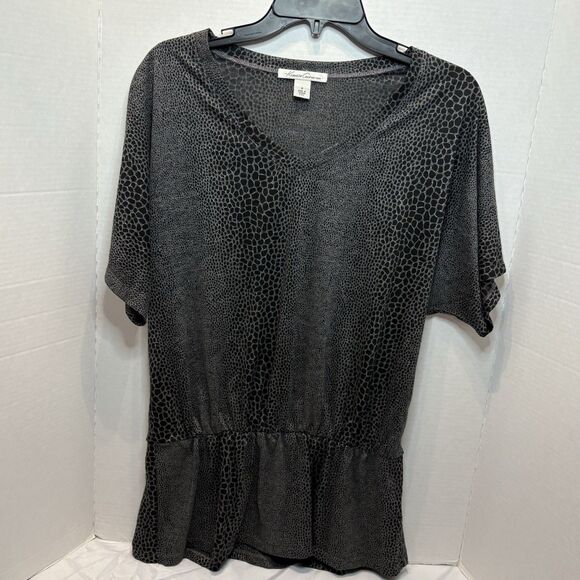 Kenneth Cole NY Women’s Tunic Blouse Black Animal Print Size Small - Picture 1 of 6